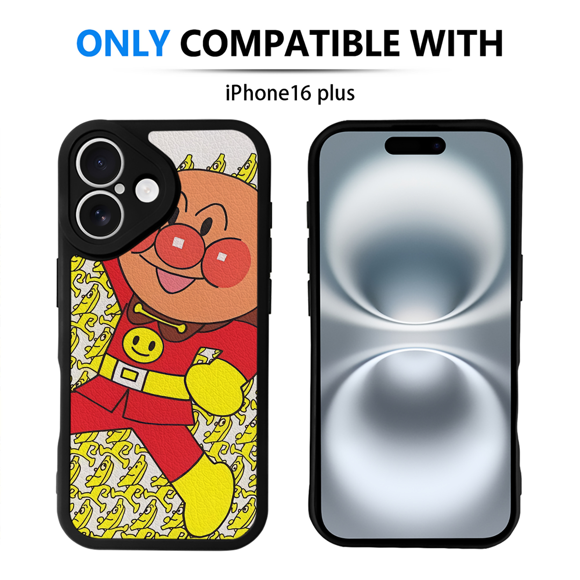 （画像用） アンパンマン Anpanman 【iPhone 16シリーズ対応】シリコンスマホケース（レザー調） 材質：シリコン